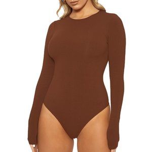 Naked Wardrobe SNATCHED GOALS BODYSUIT Chocolate